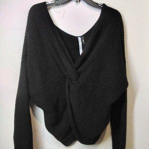 Women's Black Acrylic Drop Shoulder Stylish Sweater M/L
